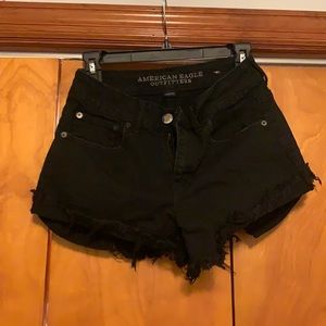 Black High Waisted Stretch Jean Shorts